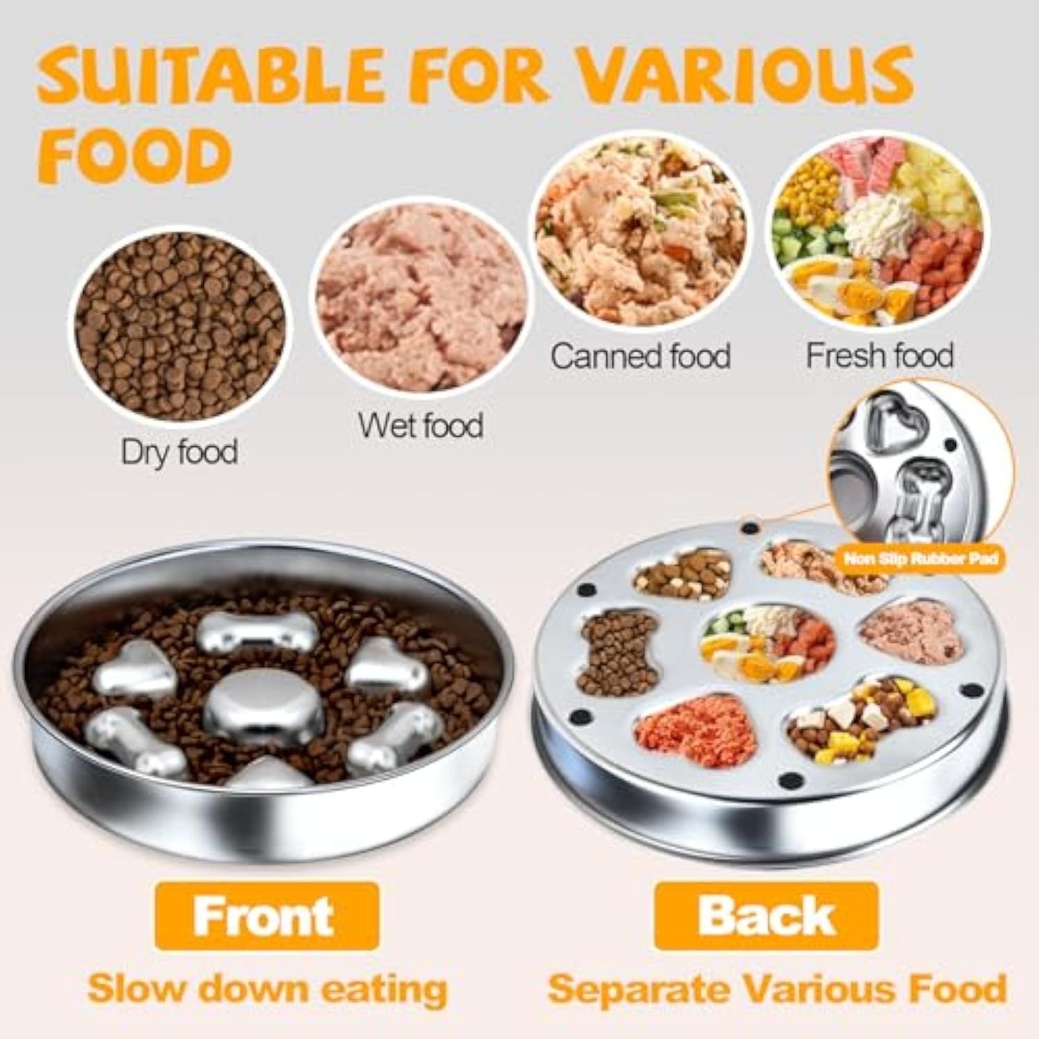 Ciotola Multifunzionale per Cani e Gatti - Doppio Uso per Rallentare la Mangiata e Separare gli Alimenti